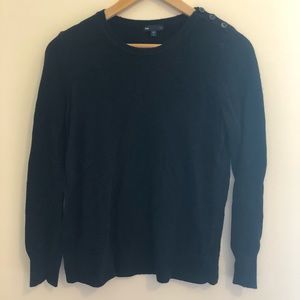 Gap Black Classic Basic Sweater Buttons Shoulder L